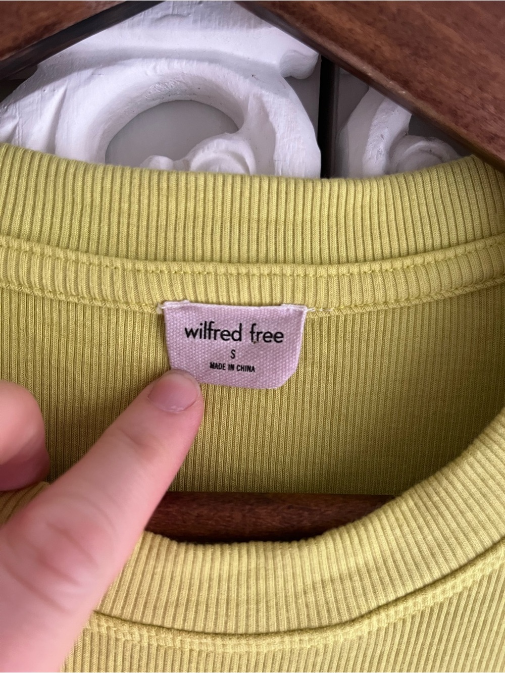 Wilfred Free Aritzia Ribbed Modal Crew Neck Tee Neon Yellow Green Small - Picture 2 of 6